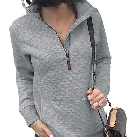 NWOT cute grey pullover (half-zip) - Picture 1 of 6